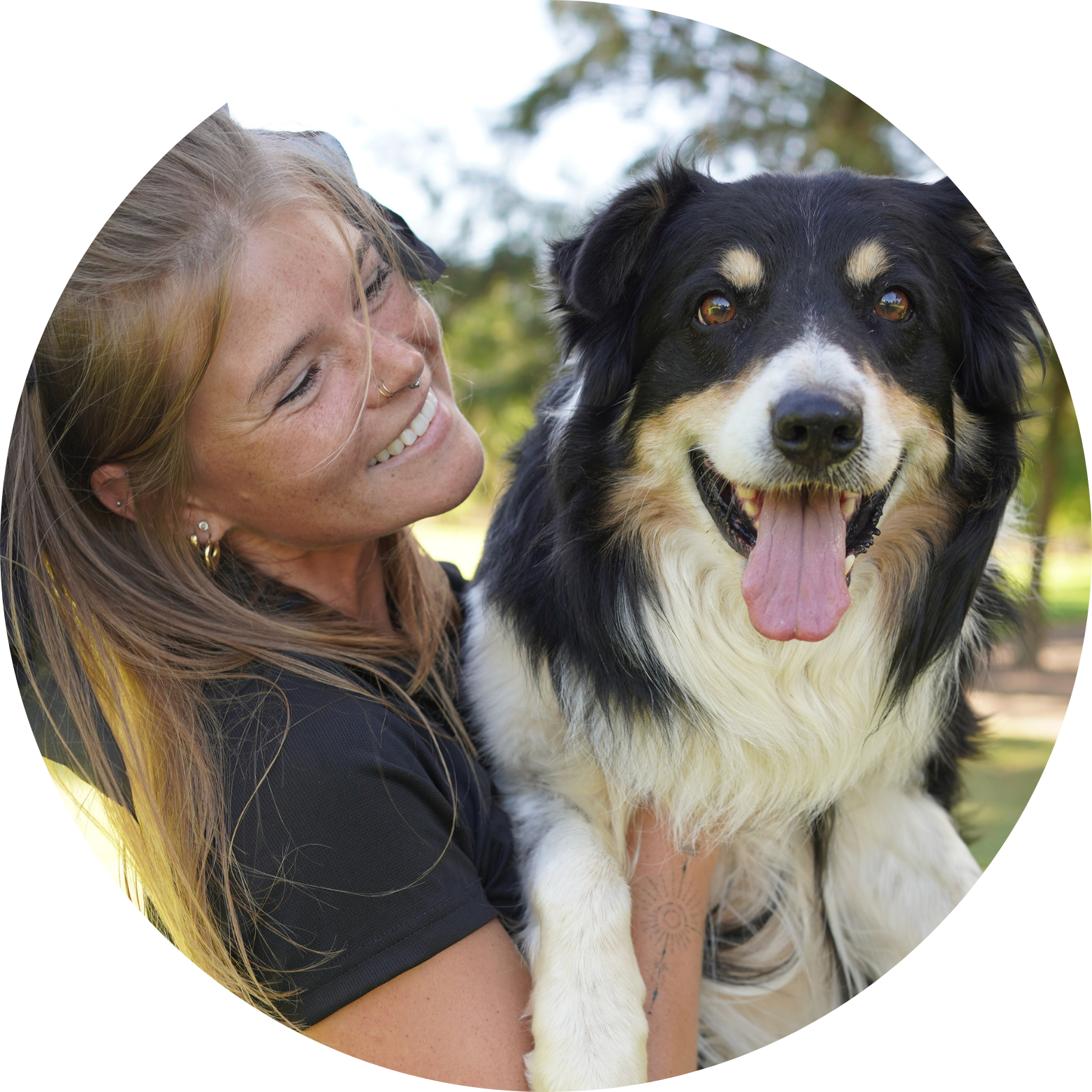 Jackie with her dog, from her original website